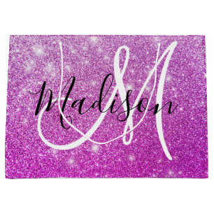 Pigglig och glamourös lila glitter Monogramnamn
