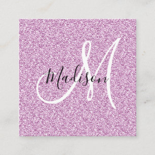 Pigglig och Glamourös Lila Violett Glitter Gnistra Fyrkantigt Visitkort