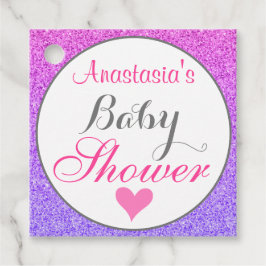 Pigglig och glamourös ombré lila rosa glitter baby gåvor etiketter