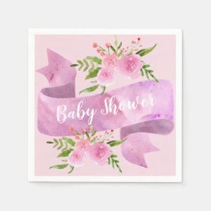 Pigglig, söt, chic, blomstergul rosa baby shower pappersservett