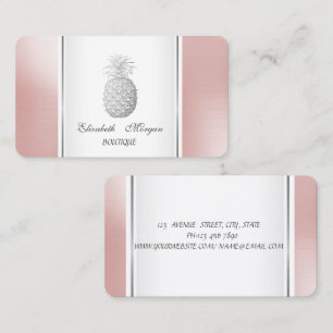 Pigglig Trendig Modern Silver Ananas Tropisk Visitkort