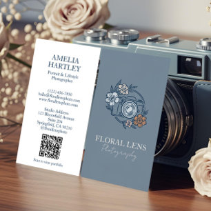 Pigglig Vintage Blommig Kamera Fotograf Företag Visitkort