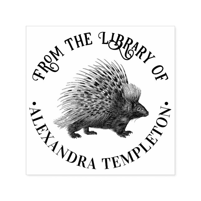 Piggsvin #1 Rund bibliotek boknamn Självfärgande Stämpel (Design)