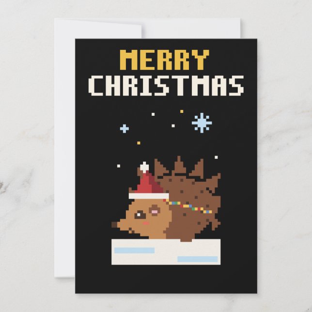 Piggsvin Pixel Art Julkort (Framsida)
