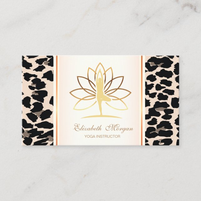 Piggt Trendig Modern Elegant,Leopardmönster,Lotus Visitkort (Framsida)