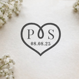 Piggtåd Ram Hjärtformad Bröllopsinitial Monogram Stämpel