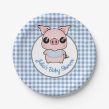 Piggy baby shower för blåttGingham