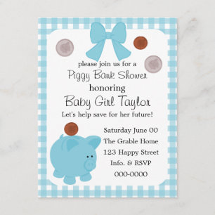 Piggy Bank Baby Shower Inbjudningar