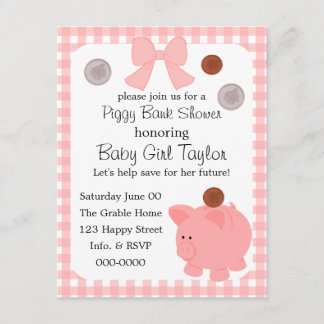 Piggy Bank Baby Shower Inbjudningar