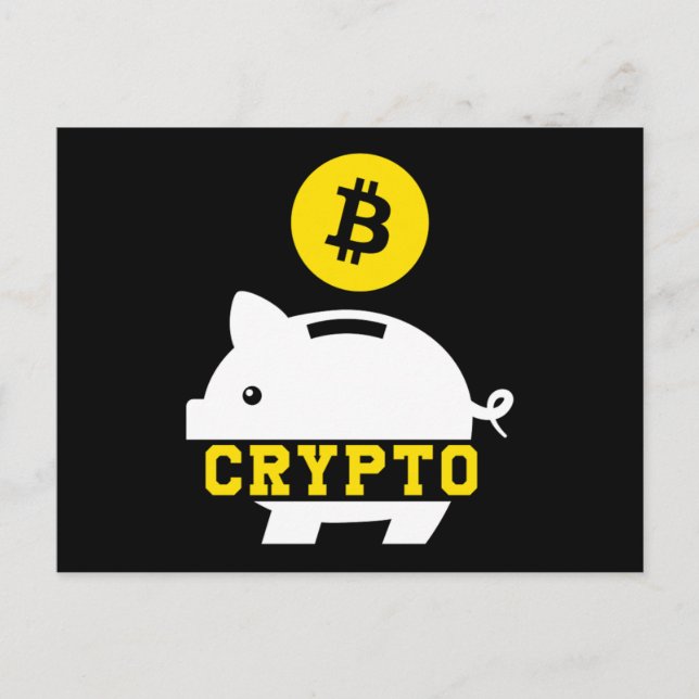 Piggy Bank Bitcoin Coin Cryptocurrency Crypto BTC  Vykort (Framsida)