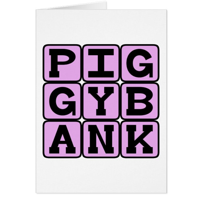 Piggy Bank, Coin Holder Hälsningskort (Framsidan)