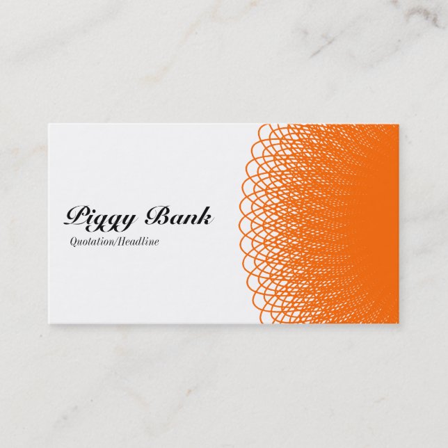 Piggy Bank - Orange and White Visitkort (Framsida)