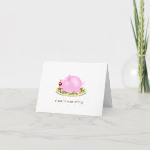 Piggy Bank på Plate - "Feed on your spares" Anteckningskort