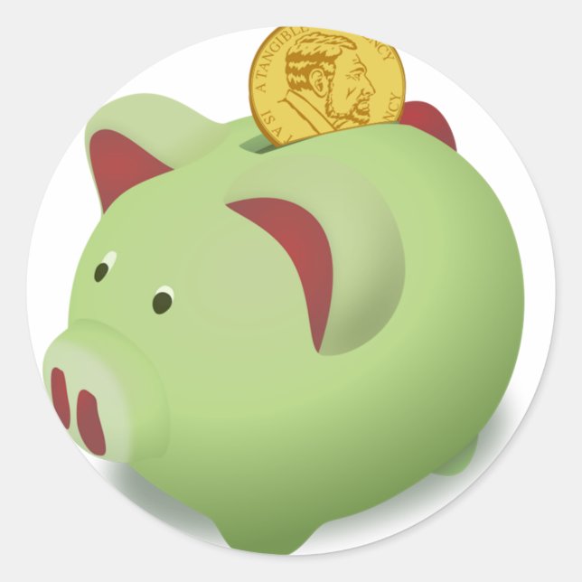 Piggy Bank Stickers Runt Klistermärke (Framsida)