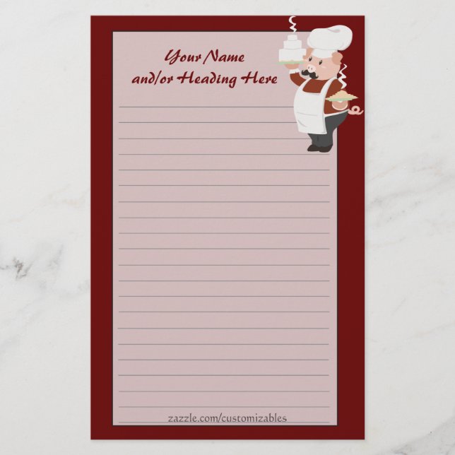 Piggy Chef Stationery Brevpapper (Framsida)