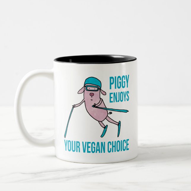 Piggy Enjoys Your Vegan Choice -  Två-Tonad Mugg (Vänster)