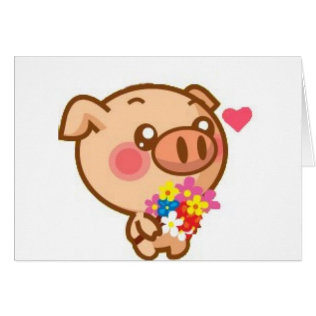Piggy förälskat hälsningskort (Framsidan Horizontal)
