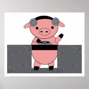 Piggy gris för DJ Poster