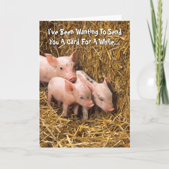 Piggy Grisar Piglet Thinking Card Kort (Framsida)