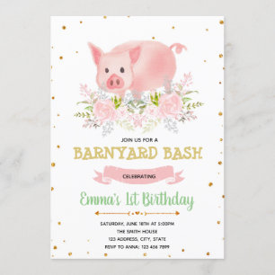 Piggy inbjudan för partylantgårdfödelsedag