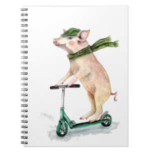 Piggy på en scooter anteckningsbok