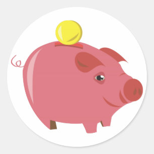 Piggy packa ihop runt klistermärke