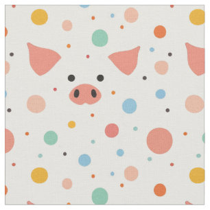 Piggy & polka dots tyg