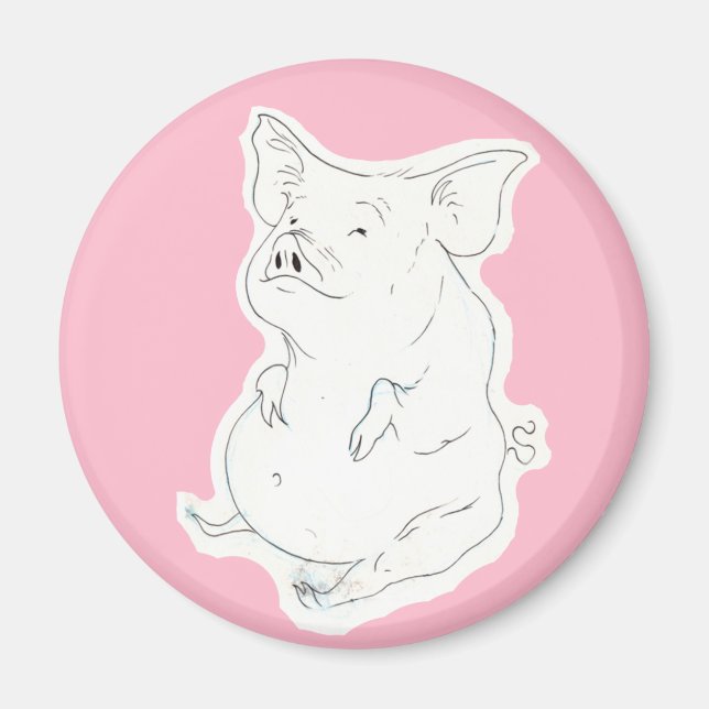 Piggy Porker Tjock Gris Magnet (Framsidan)