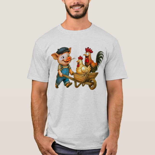 Piggy Pushes the Poultry Posse T Shirt (Framsida)