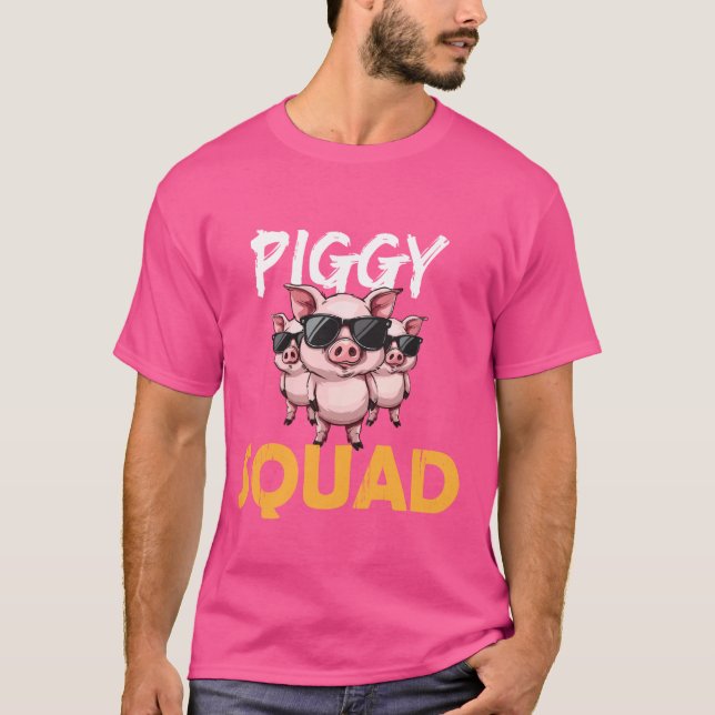 Piggy Squad Gris Älskare Funny Birthday Farmer Boy T Shirt (Framsida)