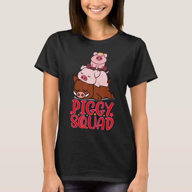 Piggy Squad Gris för pojkar T Shirt (Framsida)