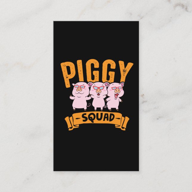 Piggy Squad Hog Piglet Cute Gris Visitkort (Framsida)
