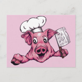 Piggy the Hamicidal Maniac Chef Gris Original Art Vykort