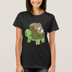 Piggyback Running Riding Team Sloth Turtle T Shirt