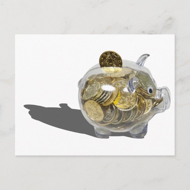 PiggyBankGoldCoins102410 Vykort (Framsida)
