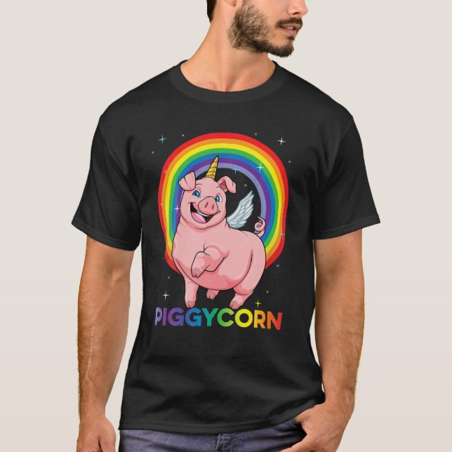 Piggycorn Gris Unicorn Farm Rainbow Magic Space G T Shirt (Framsida)