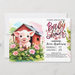Piggy's Rosa Paradise Boho Baby Shower Inbjudningar