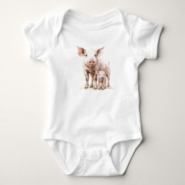 Piglet för mamma och babypipa, babyskor t shirt (Framsida)