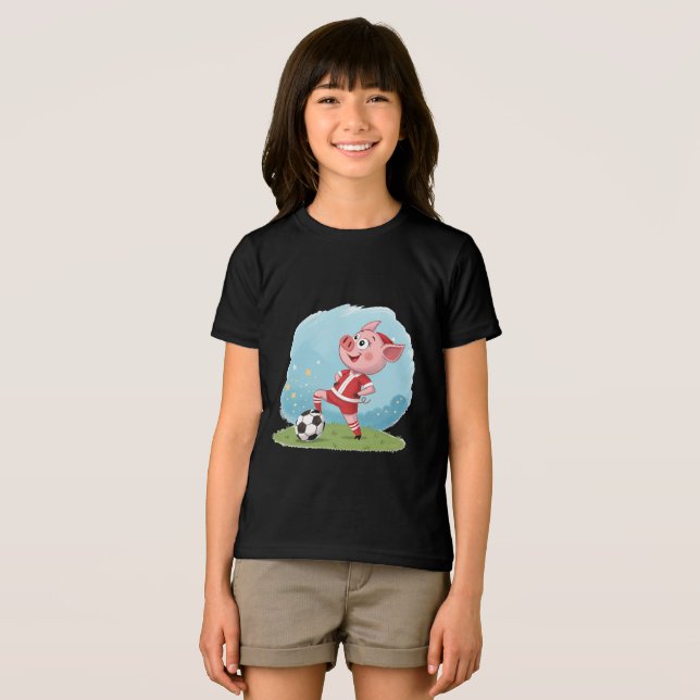 Piglet in Christmas costume and soccer ball T Shirt (Framsida Full)