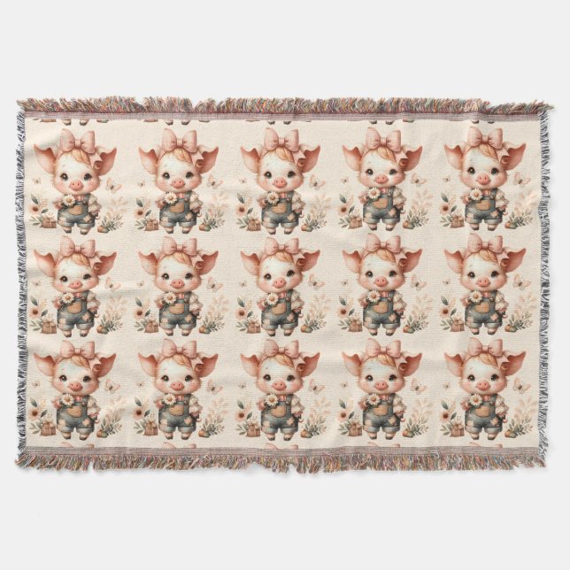 Piglet med fantasifull overall i pastellfärg persi filt (Framsidan)