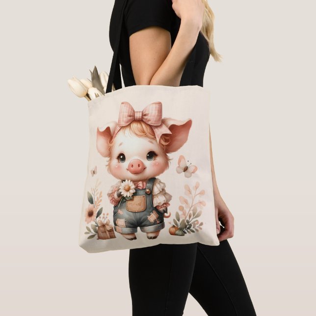 Piglet med fantasifull överdel i pastellfärger per tygkasse (Närbild)