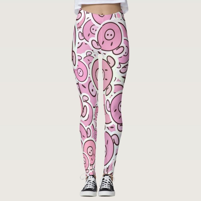 Piglet Mönster Leggings (Framsida)
