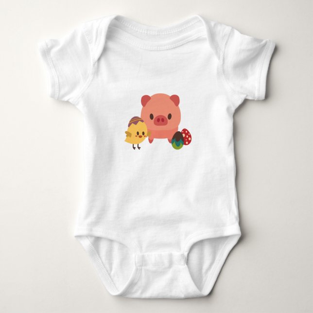 Piglet och Chick i baby (kyckling) T Shirt (Framsida)