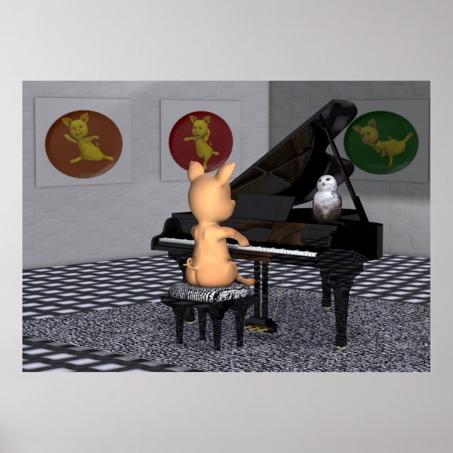 Piglet Pluting Piano Poster (Framsidan)