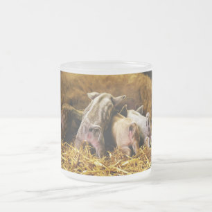 Pigleten Mangalitsa för fyra baby Hogs Frostad Glasmugg