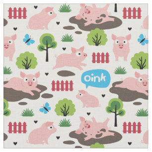 Piglets i lycklig i Lera Fabric Tyg