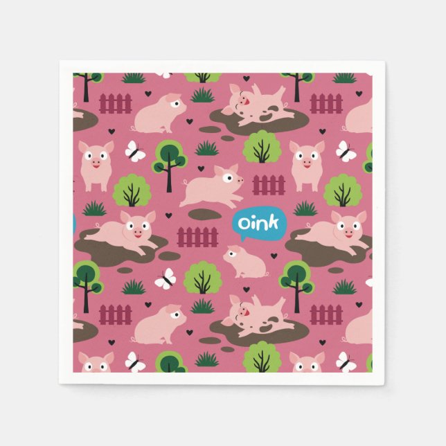 Piglets i lycklig i Lera Napkins Pappersservett (Framsidan)