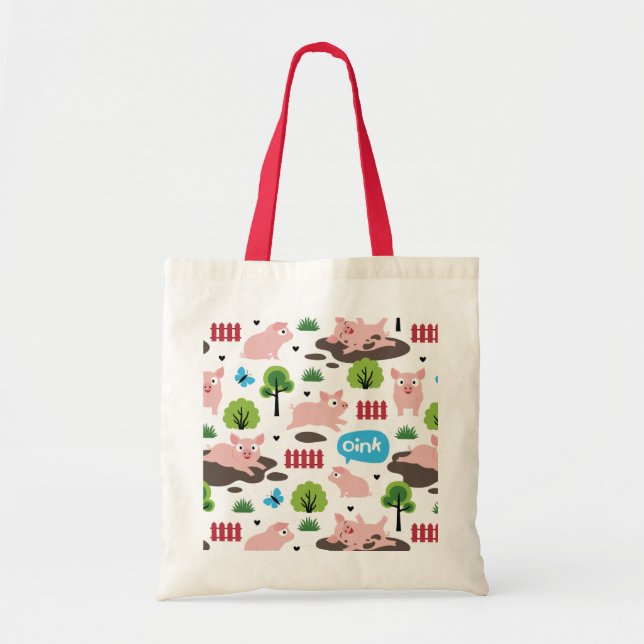Piglets i lycklig i Lera Tote Bag Tygkasse (Framsidan)
