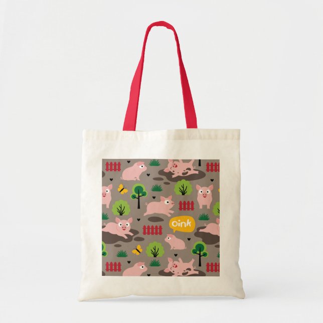 Piglets i lycklig i Lera Tote Bag Tygkasse (Framsidan)