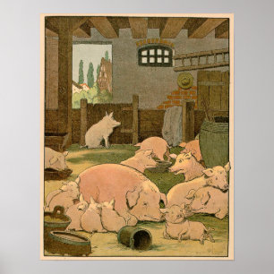 Piglets mor och Grisar och Baby på gården Poster